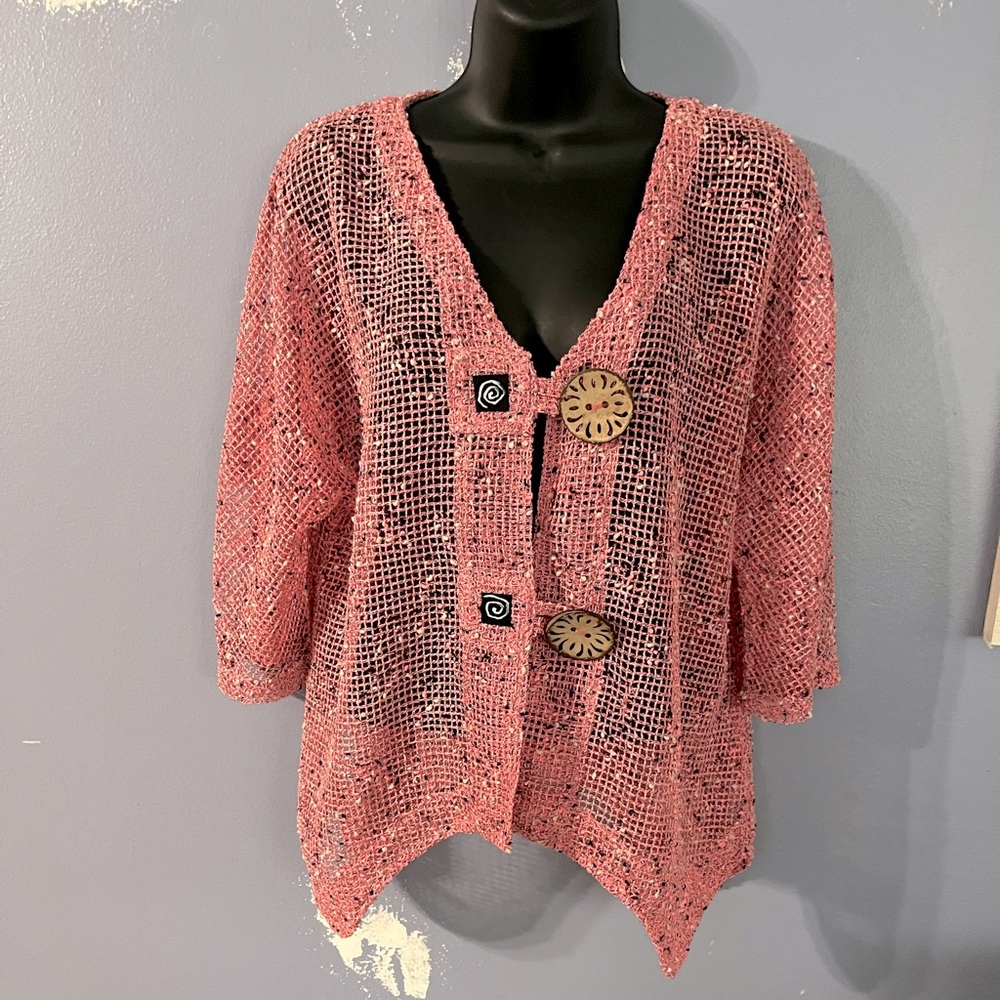 Women’s Phoenix Conexion Size Small Pink Open Weave Jacket Preowned